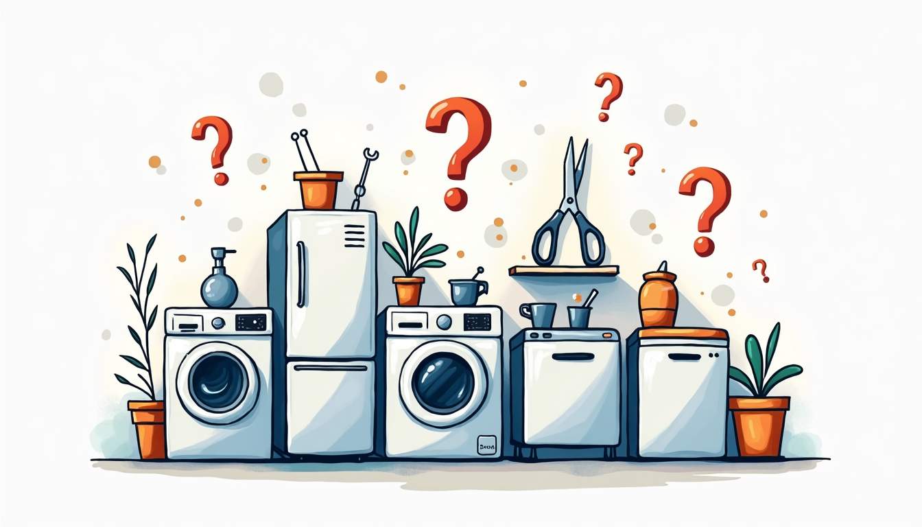 An assortment of common household appliances