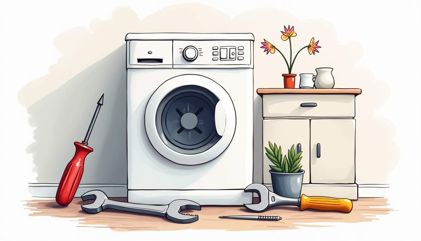 A broken white appliance